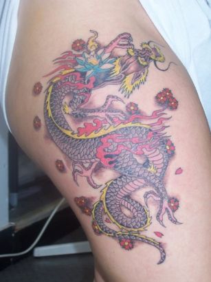 Japanese Dragon Thigh Tats Pics